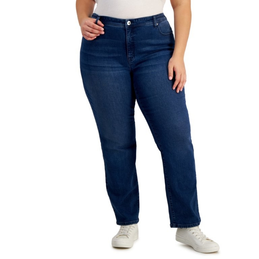 Style & Co Plus Size Mid Rise Straight Jeans In The Night